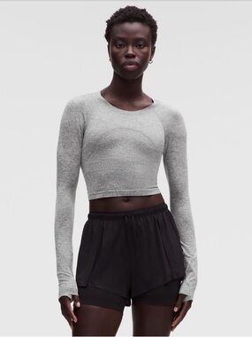 Lululemon Grey Long-Sleeve Crop Top - Women
